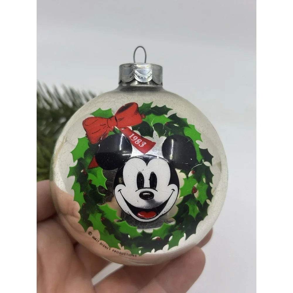 Hallmark Keepsake Glass Ball Ornament 1983 Mickey Mouse- Box
